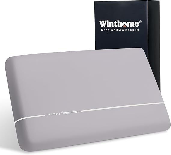 Winthome Memory Foam Pillow, Two-Sided Soft and Firm Neck Pillow for Sleeping, Suitable for Side, Back and Stomach Sleepers with Washable Cover