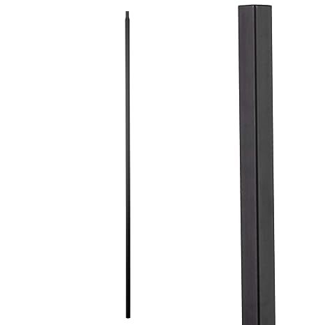 S01- Wrought Iron Balusters Set of 10 Hollow Plain Bar Balusters - Decorative Metal Balusters for Decks Spiral Stair Railing - 1/2-inch Iron Spindles Satin Black Metal Railing