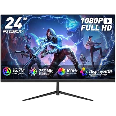 24 Inch Gaming Monitor, IPS FHD 100Hz 3ms Response Time Computer Monitor, Eye Protection Low Blue Light HDMI DP VESA Mount