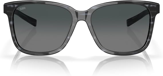 Costa Woman Sunglasses Shiny Black Frame, Gray Lenses, 57MM
