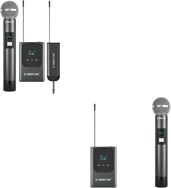 Phenyx Pro Dual Digital Wireless Microphone System PDP-2-1H1B Bundle Bodypack Transmitter and Handheld Microphone