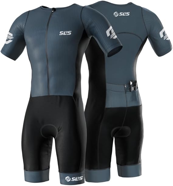 SLS3 Triathlon Suit Mens Elite Aero Trisuit Men - Tri Suit Triathlon - Full Zip, Aero Sleeves, Internal and Rear Pockets
