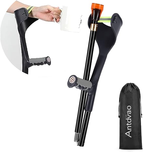 Forearm Crutch for Adults (x1 Unit), Arm Crutch with Cuffs, Anti-Drop for Walking