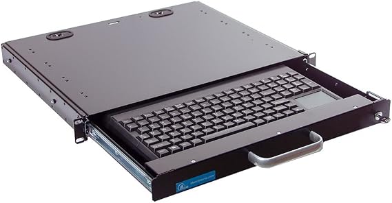 Cherry G86-62401 1U Compact Industrial Rackmount Keyboard with Touch Pad Supports 2 Post and 4 Post 19 inch Rack Cabinet