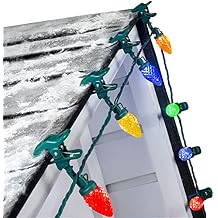 C9 LED Christmas Lights Outdoor, 68 Feet 100 LED Strawberry String Lights with 100 Spring Clamps, Waterproof Commercial Grade Extendable for Outside Roofline Patio Home Xmas Decoration, Multicolor