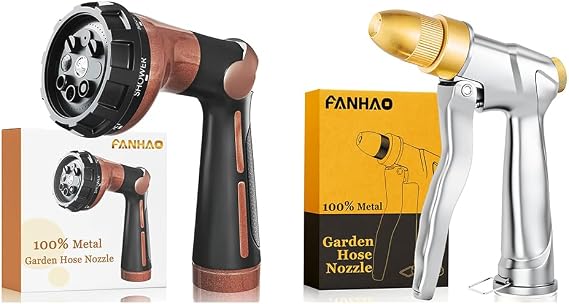 FANHAO 100% Heavy Duty Water Hose Sprayer+Garden Hose Nozzle with Brass Tip