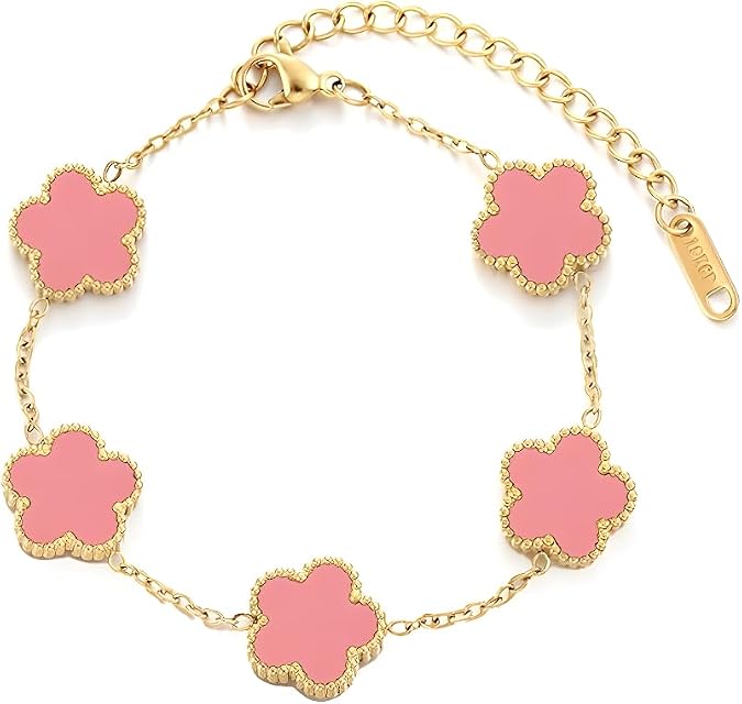 OSIRIDEH2 18K Gold Plated Clover Bracelets For Women, Four Leaf Clover Bracelet Lucky Birthday gift bracelet Jewelry Gifts Jewelry Gifts Trendy