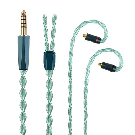 NICEHCK FourMix 4.4mm Balanced MMCX Green IEM Upgrade Cable HiFi Wire | 4-mixed conductor: Cu-Ag alloy,7N Cu,pure silver,6N silver-coated OCC; gold-plated beryllium copper MMCX pin;