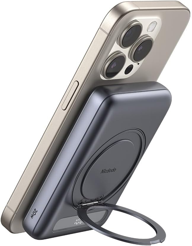 Mcdodo MC-8371 10000mAh - 20W Metal Ultra Thin Magnetic Powerbank with Built-in 360° Ring Stand