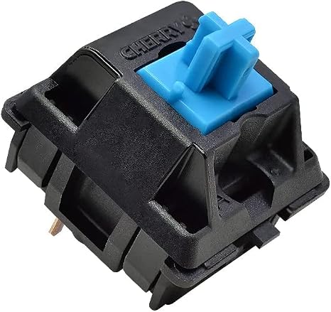 Cherry MX Blue MX1A-E1NN Clicky Switches, 10-Pack Mechanical Keyboard Keys, 3-Pin Plate Mount, Audible Tactile Feedback