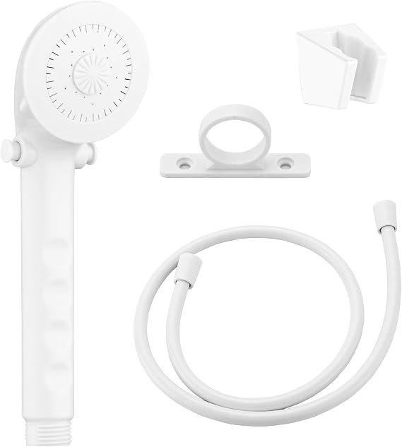 RV Shower Head with Hose, RV Outside Shower Parts with Pause Function, Outdoor Shower Replacement for RV, Camper, Van, Travel Trailer, Motorhome and Boat (White)