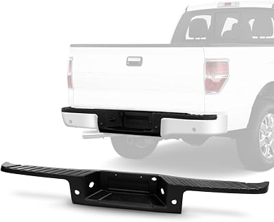 ACANII - For 2009-2014 Ford F150 Pickup Truck wRear Sensor Hole and Hitch Black Textured Rear Bumper Center Step Pad
