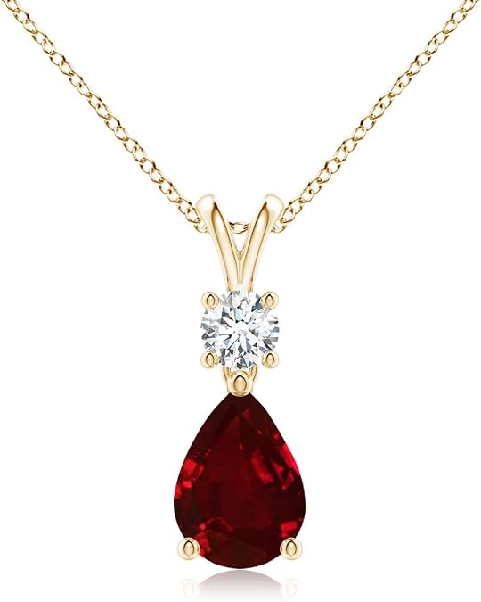 Teardrop Gemstone Necklace for Women | Certified Pear Shaped Lab Ruby, Sapphire & Emerald | 10K, 14K Gold & Silver