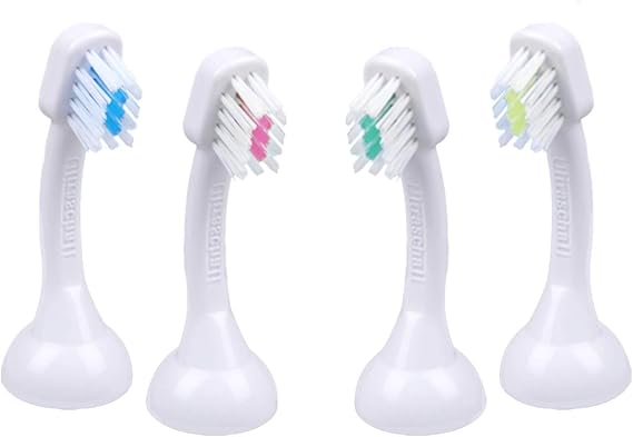 Emmi-dent Metallic/Professional 2-Pin Bristle-Head Attachments - Electric Toothbrush Replacement Heads. Cleans with Ultrasound Waves (Kids/Young Adult 4 Pack)