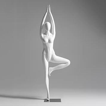 JYHHCYS Yoga Exercise Mannequins Various Postures, Easy Assemble White Standing Mannequin, Poseable Life-Size Torso, Full Body Mannequin for Clothing Store Window Display(Style 1)