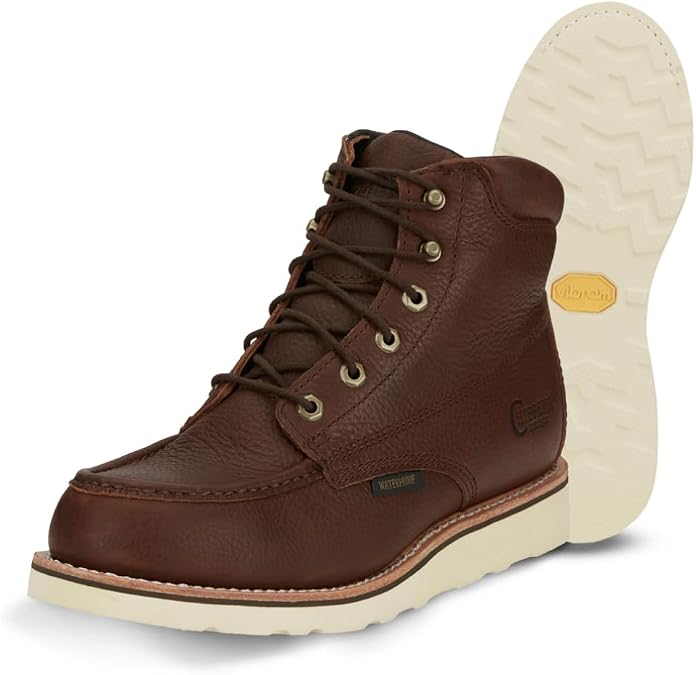 Chippewa 6" Soft Toe Unlined Work Boots for Men, Waterproof, Wide Toe Box | Dry in Rain & Mud, Electrical-Hazard Protection, Wide Toe Room, Secure Lace-Up Fit, For Industrial Job Sites