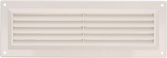 Amig - Rectangular Plastic Grille with Mosquito Net - Ventilation Grills for Air Outlet - Ideal for Ceiling in Kitchen and Bathroom - Size: 260 X 90 MM - Colour: White