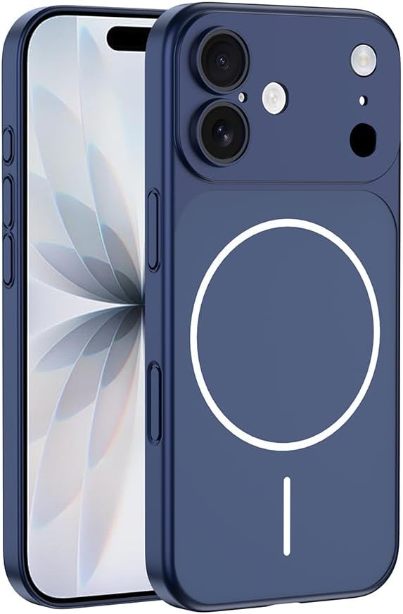 Kilifplus Apple iPhone 16 ile Uyumlu Kılıf, İnce, Sert, MagSafe Şarj Özellikli Kamera Lens Koruyuculu, Premium M-Spark Kapak, iPhone 17 Görünümlü, Dönüştürücü Kapak - Mavi