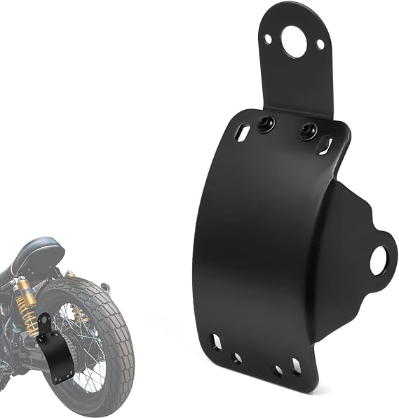 Amazicha Side Mount License Plate Bracket Curved 3/4 Inch Axle Hole Compatible for Harley Touring Sporster Bobber Choppers