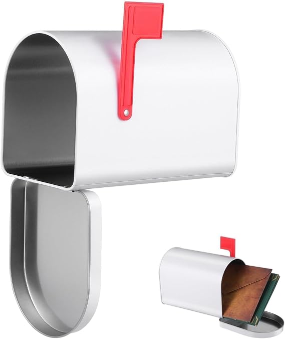 Mini Mailbox, 6x4in Small White Mailboxes Tin Letterbox, Funny Mail Box for Classroom, Playhouse, Wedding and Mail House