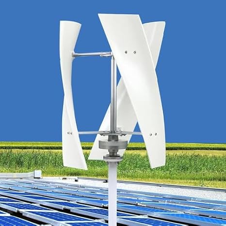Wind Turbine Generator Kit with Charge Controller Vertical Electricity Producer Equipment，Vertical Wind Turbine Generator Kit, Portable Helix Design for Home, Boat, and Street Lighting Power