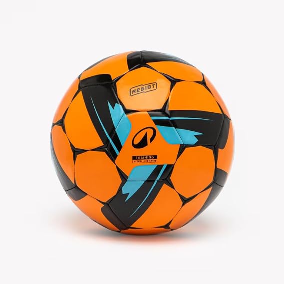 Kipsta Football Resist Size 5 Machine Stitched, Rubber Coating Suitable for All Surface Soft & Wet Ground, Hard Ground with Grass & Artifical Turf, International Match Ball