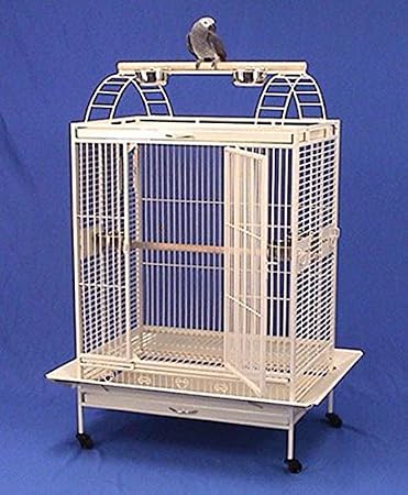 XX Extra Large Open Play Top Bird Parrot Cage - 40" X 30" X 73"H - Wrought Iron with 6mm Extra Strong Wire *Egg Shell White*
