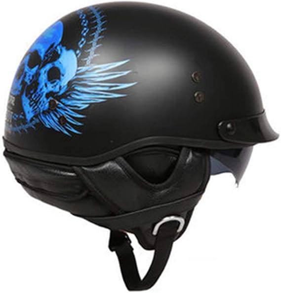 Half Face Helmet with Scarf, Retro Open-Face Helmet Motorbike, Hard Hat Pilot Jet-Helmet Biker Chopper Bobber Cruiser Scooter Moto Cap Built-in Lens, DOT Certification