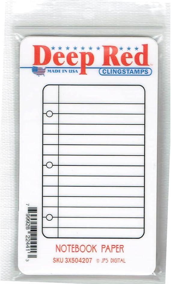 Deep Red Stamps Notebook Paper Rubber Cling Stamp 2.25 x 3.25 inches