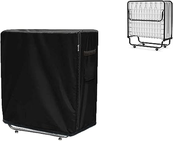 Folding Bed Storage Cover, Rollaway Bed Protector, Twin Size, Black, Adjustable Drawstring (39 Inch)