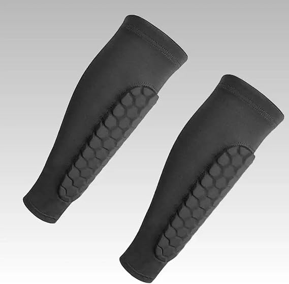 2 Pieces, Ski Shin Guards, Compression Sleeves - with Honeycomb Pads to Distribute Boot Pressure, Protective Shin Pads for Skiers & Snowboarders