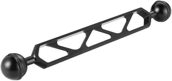 8in Double 1" Ball Arm for Connecting Strobe Light to Underwater Housing Arm Segment Mount System