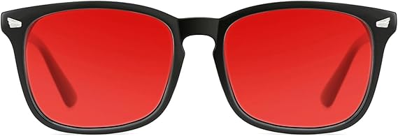 TIJN Sleep Glasses with Blue Green Light Blocking, Red Light Lens for Computer Gaming, Screen Fatigue & UV Protection