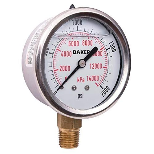 Baker AVNC-2000P Pressure Gauge, 0 to 2000 psi