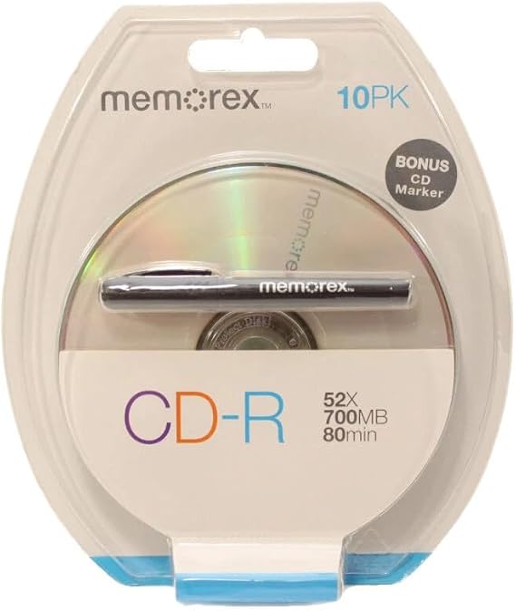 10 Memorex 52X CD-R 80min 700MB Logo on Top