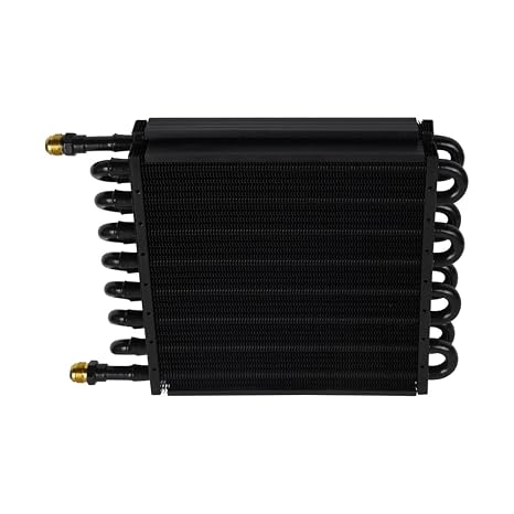 Universal Black 16 Pass 1/2Inch Transmission Cooler, 16 Rows 8AN Tube Fin Aftercooler for Air Compressors