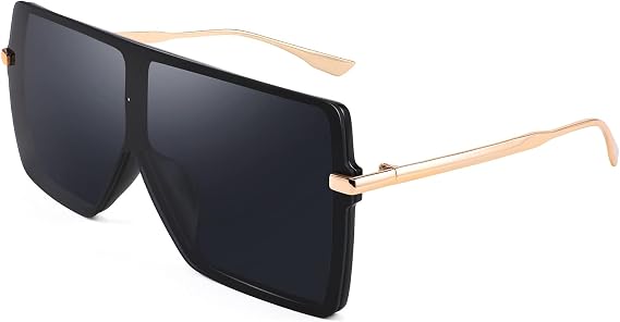 FEISEDY Flat Top Square Oversized Shield Sunglasses Women Men B2784