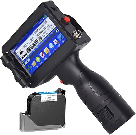 Handheld Inkjet Printer, Quick-Drying Inkjet Coding Machine, 4.3 Inch LED Touch Screen, Up to 1" Print Height, For Label, Logo, Date, Code Text Number