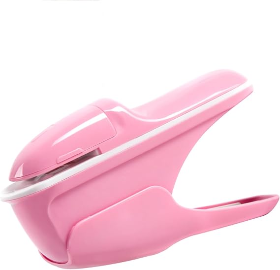 Stapleless Stapler, Staplers for Desk,Mini Stapler,Up to 8 Sheets Binding | Paper Clinch Compact Staple Free Staple,with Labor Saving Structure Design for Office School Supplies,Ivory Pink