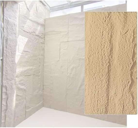3D Faux Stone Wall Panels, PU Wainscoting Panel Wall Decor, Exterior Siding Cement Texture Accent Brick for Improvement(Yellow,0.6x1.2m/23.6x47.2in/20pcs)