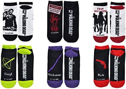 The Walking Dead Lowcut Socks 6 Pair - AMC Daryl Dixon, Michonne, Walkers - Fits Ladies Shoe Size: 4-10
