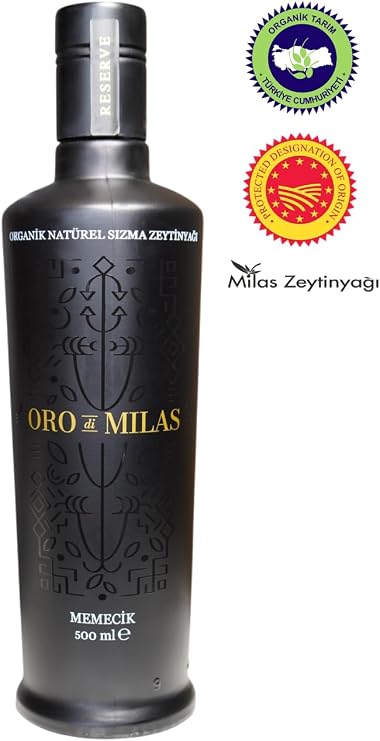Oro di Milas Organik Premium Reserve Memecik Natürel Sızma Zeytinyağı, Erken Hasat Soğuk Sıkım, 600+ mg/kg Yüksek Polifenol, 2025/2026 Hasat, AB PDO Coğrafi İşaretli, Uluslararası Ödüllü, 500 mL