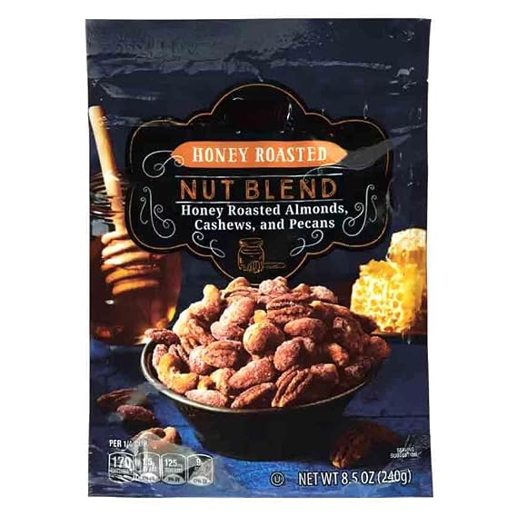 Honey Roast Deluxe Nut Trail Mix: Almonds Cashews, Pecans - No Peanuts - Snack Snacking Gift Gluten Free Food, 8.5oz Specially Selected Bag