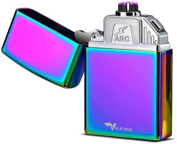 Valkyrie USB Şarjlı Elektronik Çakmak | 4 Elektrotlu X Tip Mor Arc | Rüzgar Geçirmez, Alevsiz Renkli