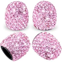 4PCS Bling Crystal Diamond Tire Stem Valve Caps, Dustproof Car Wheel Tire Valve Caps Universal Tire Valve Stem Covers for Cars, SUV, Trucks, Bikes, Motorcycles, Bicycles (Pink)