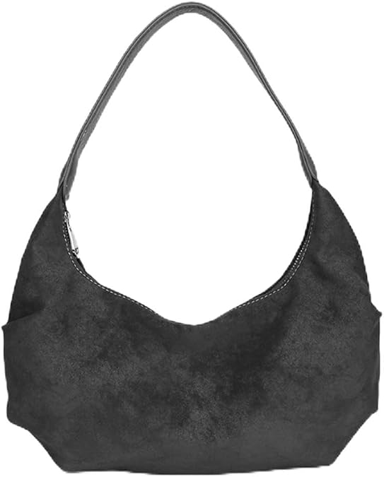 Hobo Shoulder Bag, Suede Classic Crescent Design