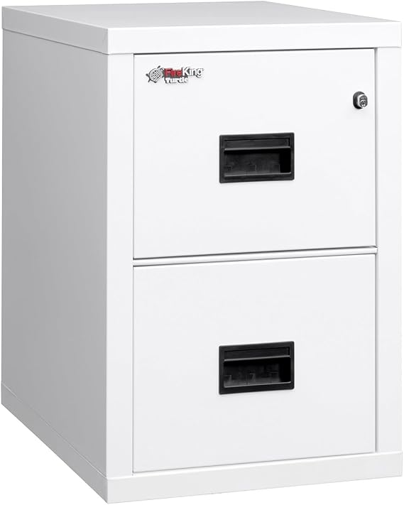 FireKing Turtle Vertical 2 Drawer Fire Rated File Cabinet, Arctic White