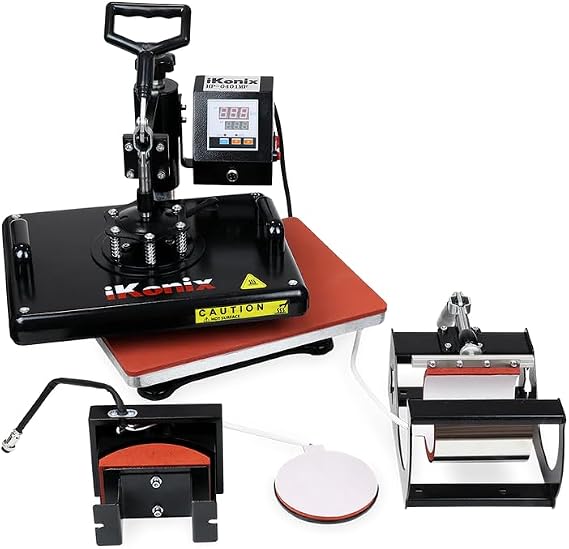Ricoma 4-in-1 Multi-Function Heat Press Machine, 16' x 20' Flat, Black, Silicone Gel Baseboard, 575F, T-Shirt, Mug, Cap, Bag, Plate, Pillow, Bottle