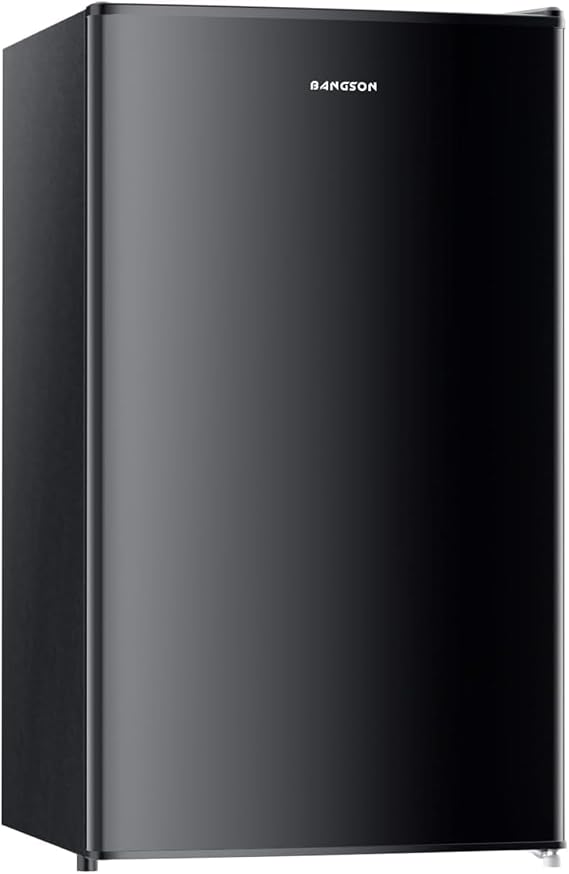 Mini Fridge with Freezer, 3.2Cu.Ft, Single Door Small Refrigerator, Energy-efficient, Low Noise, Mini fridge for Bedroom Dorm and Office, Black