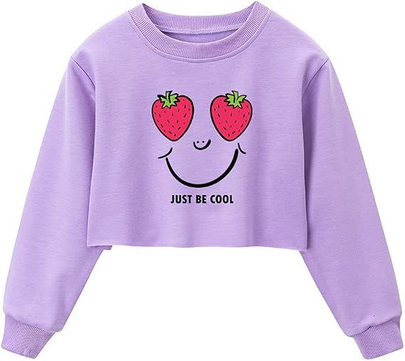 Girls Long Sleeve Sweatshirts Kids Crop Print Funny letters Fashion Pullover Tops